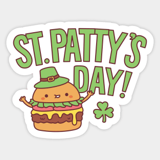 Funny St Patty's Day Burger Patty Leprechaun Hat Sticker